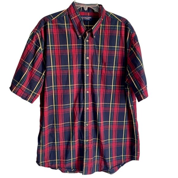 Roundtree & Yorke Short Sleeve Button Down Cotton Shirt Men's Large - Picture 1 of 7